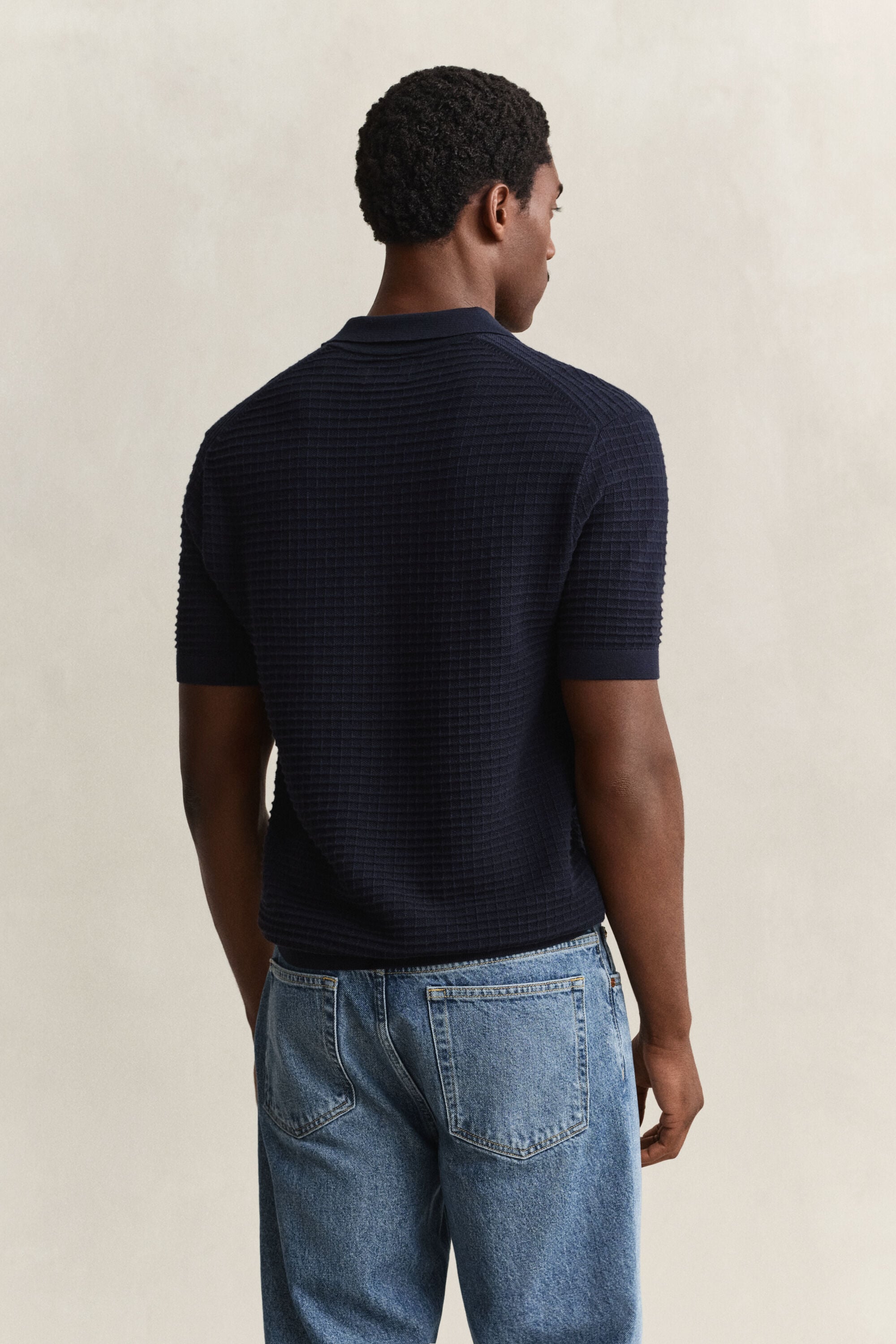 Textured Polo Sweater