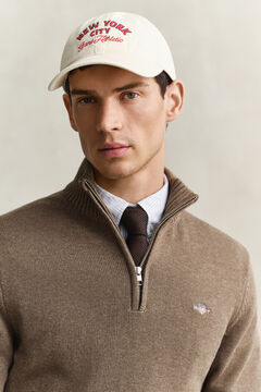 Casual Cotton Half-Zip Sweater — DK HAZELNUT MELANGE 3