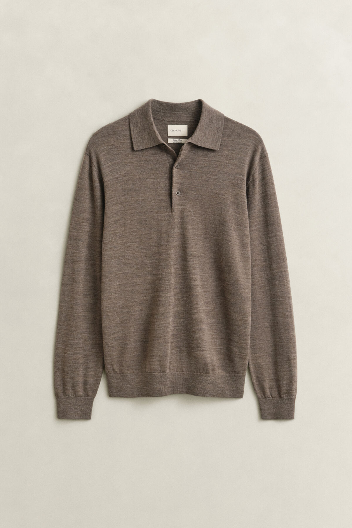 Extra Fine Merino Wool Polo Sweater — DK HAZELNUT MELANGE