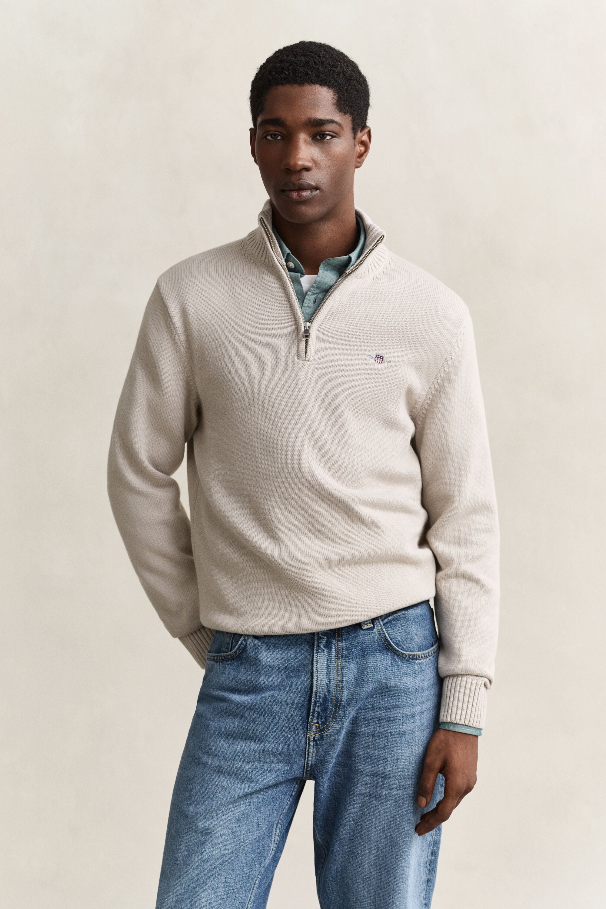 Casual Cotton Half-Zip Sweater