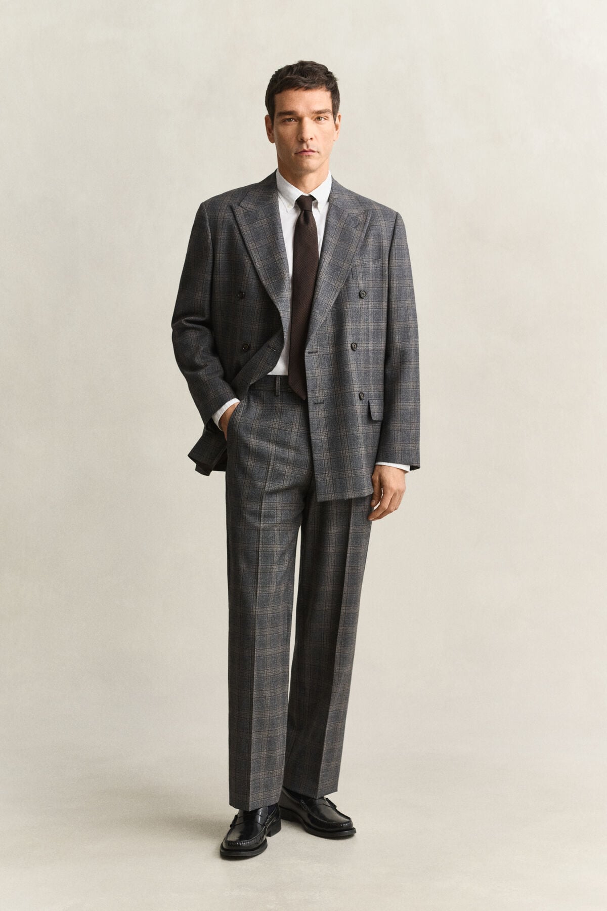 Clen Check Suit Pants — CERAMIC GREY MELANGE