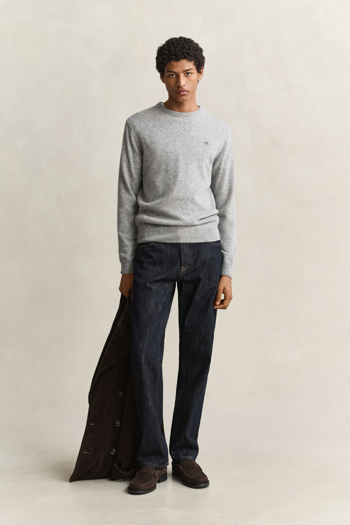 Lambswool Crew Neck Sweater — GREY MELANGE