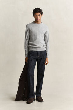 Lambswool Crew Neck Sweater — GREY MELANGE 5