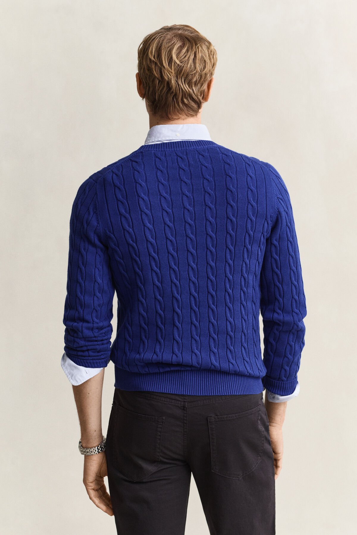 Classic Cable Knit Sweater — CRISP BLUE