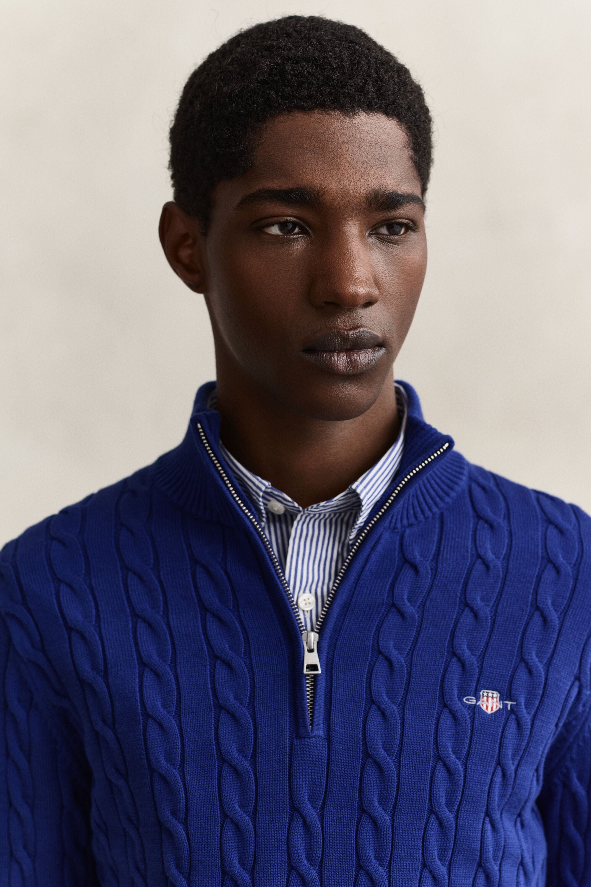 Cotton Cable Knit Half-Zip Sweater