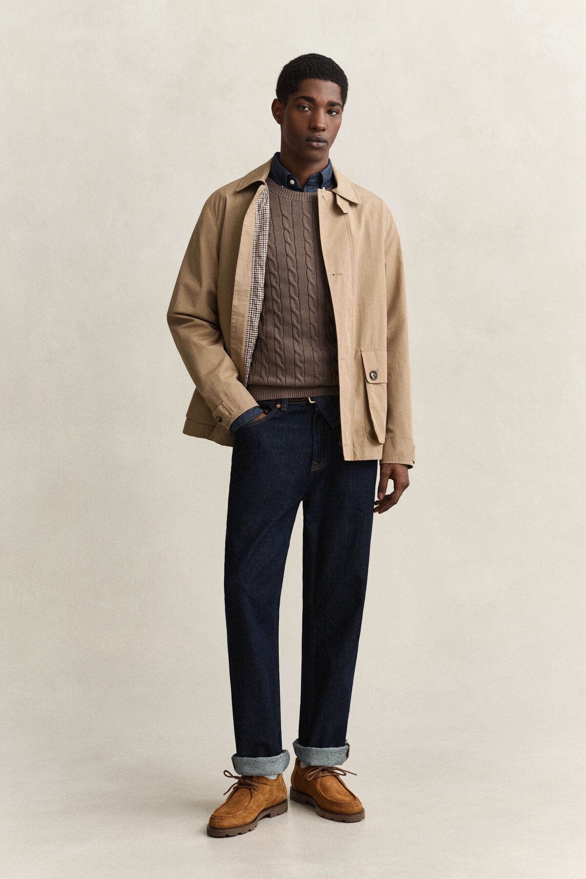 Classic Cable Knit Sweater — FADED TAUPE