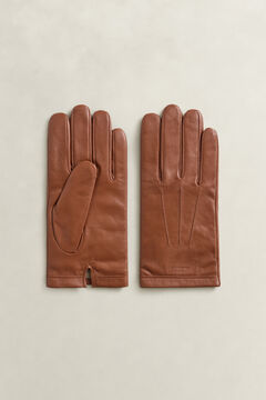 Cashmere Lined Lambskin Gloves — COGNAC 2