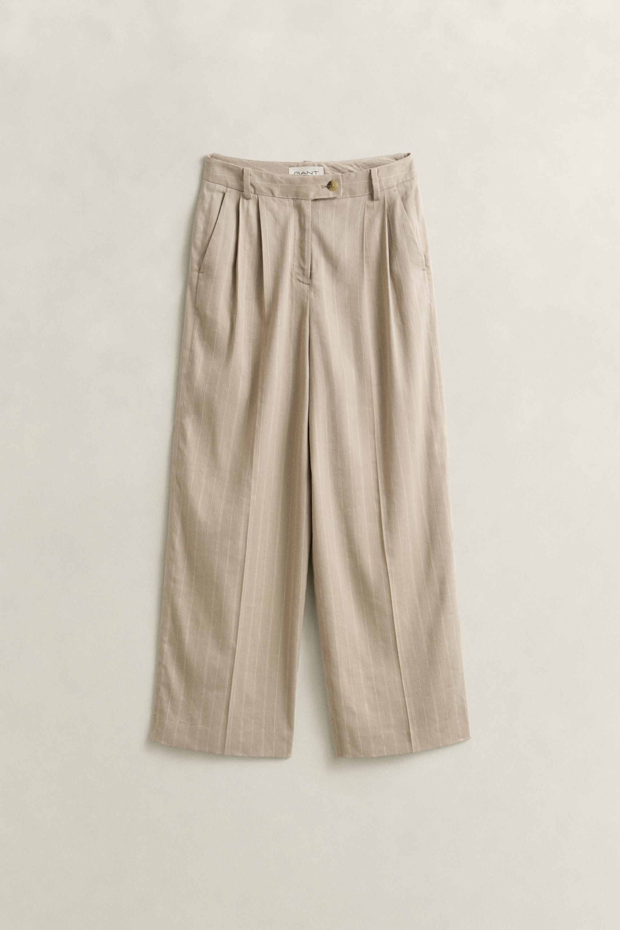 Pinstriped Linen Blend Pants