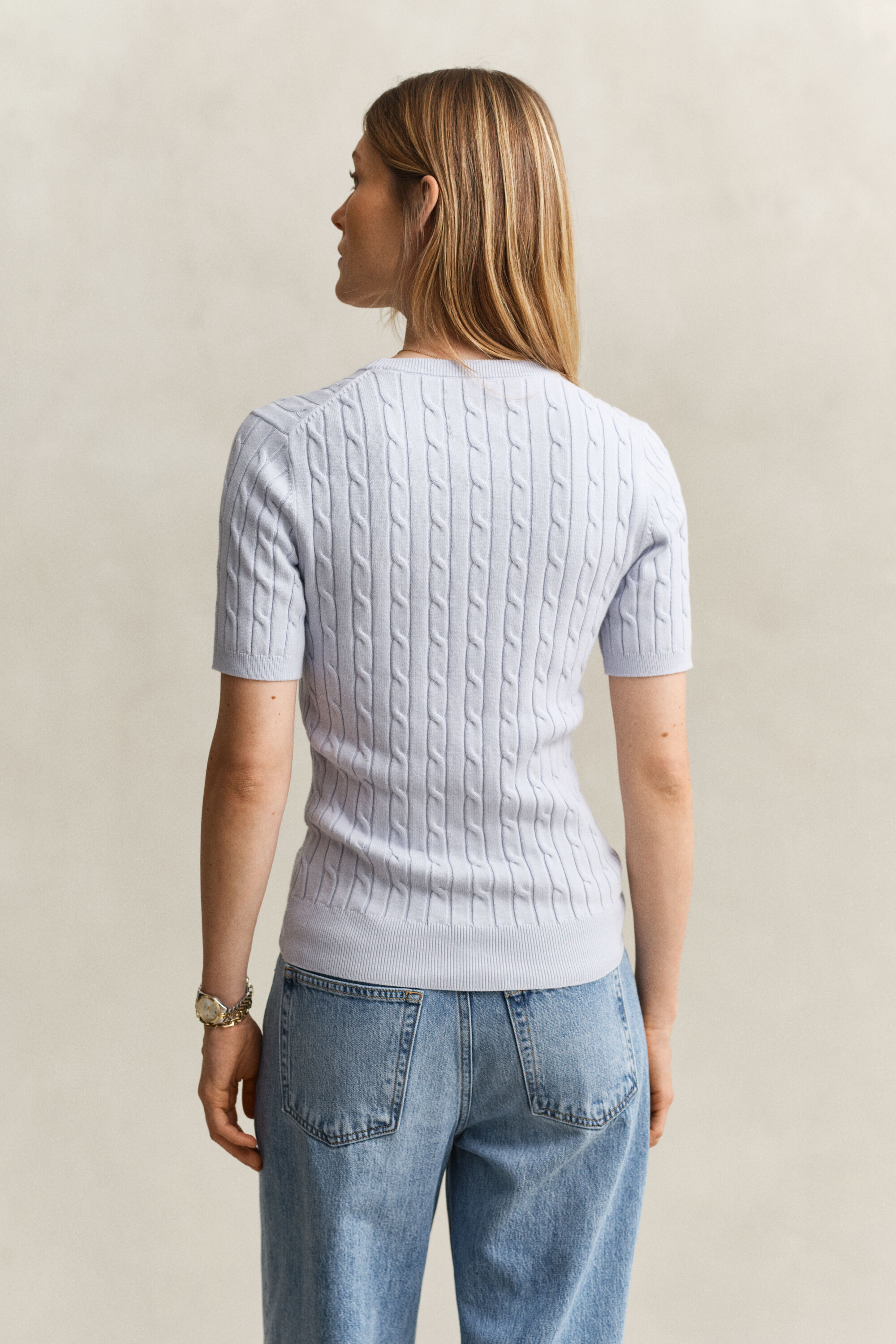 Cable Knit Short Sleeve Sweater