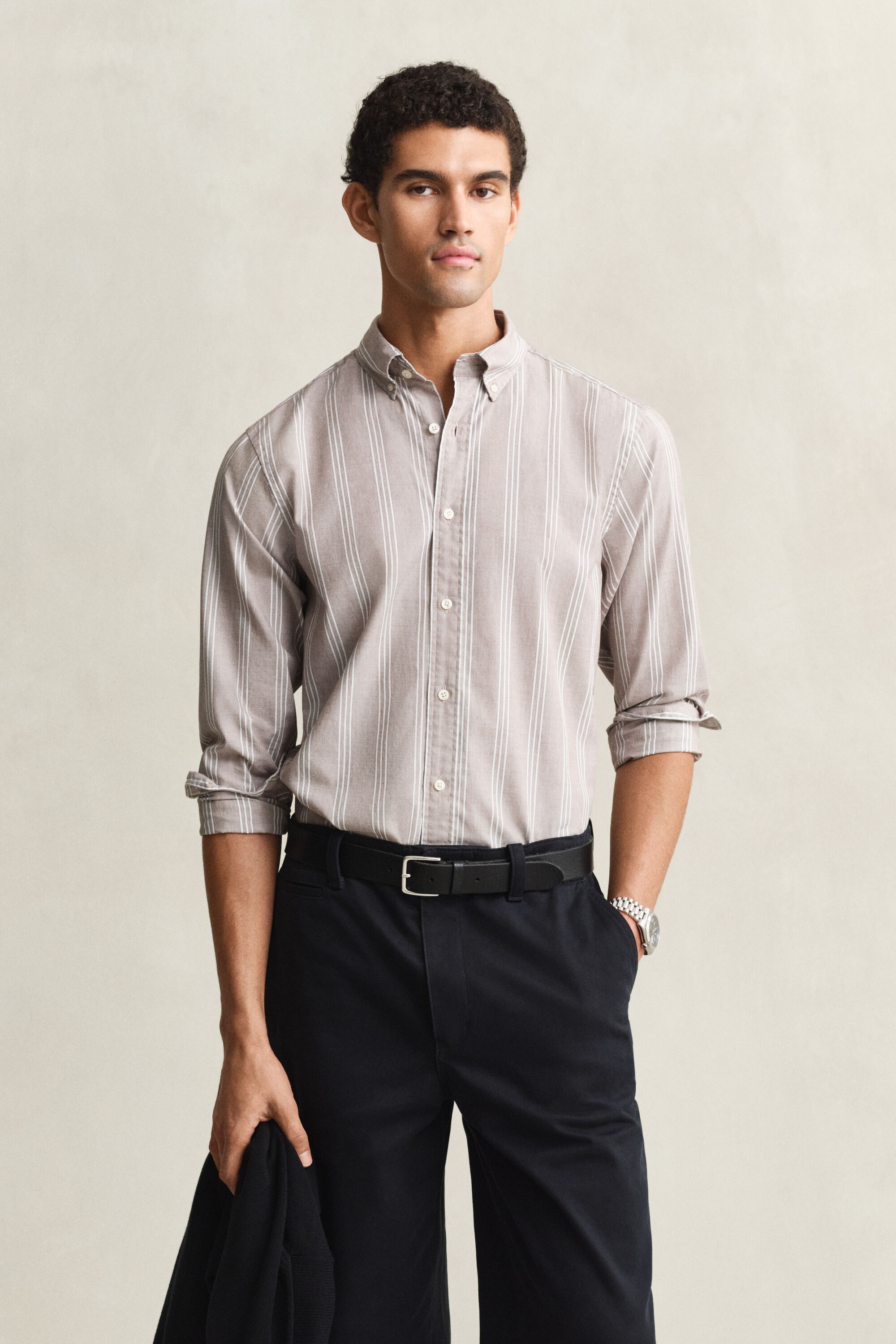 Regular Fit Fil-à-Fil Striped Poplin Shirt