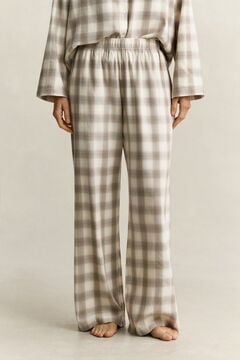 Checked Flannel Pajama Set — MIST TAUPE 5