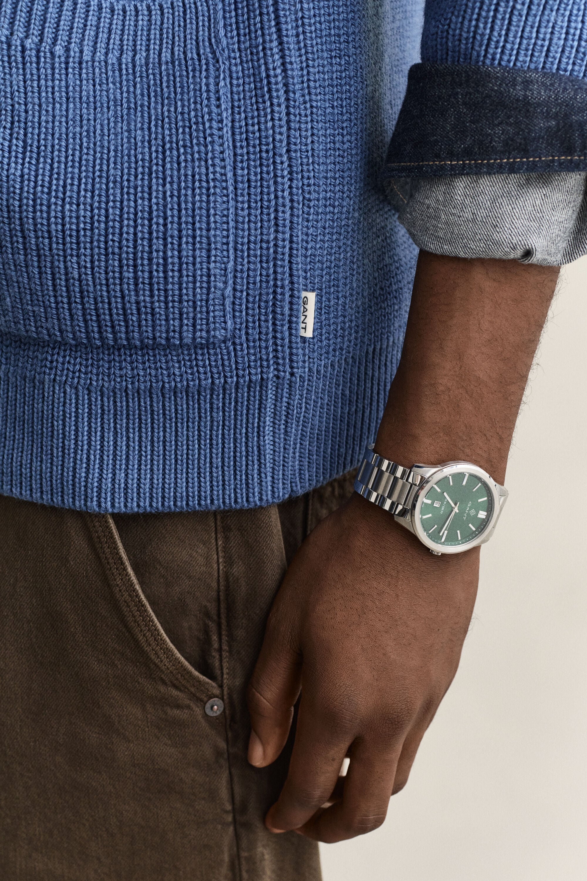 Ribbed Wool Zip Cardigan — BLUE HORIZON