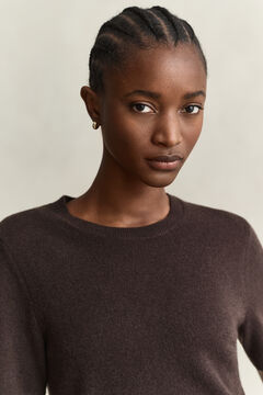 Cashmere Short Sleeve Sweater — DEEP BROWN 3