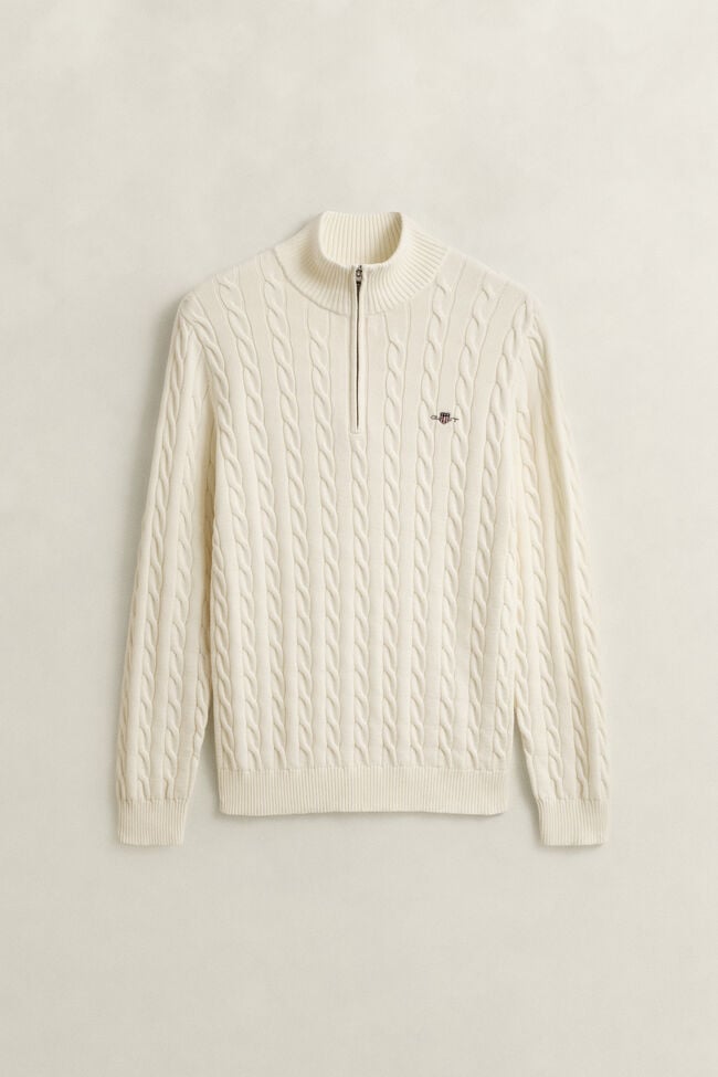 Cotton Cable Knit Half-Zip Sweater