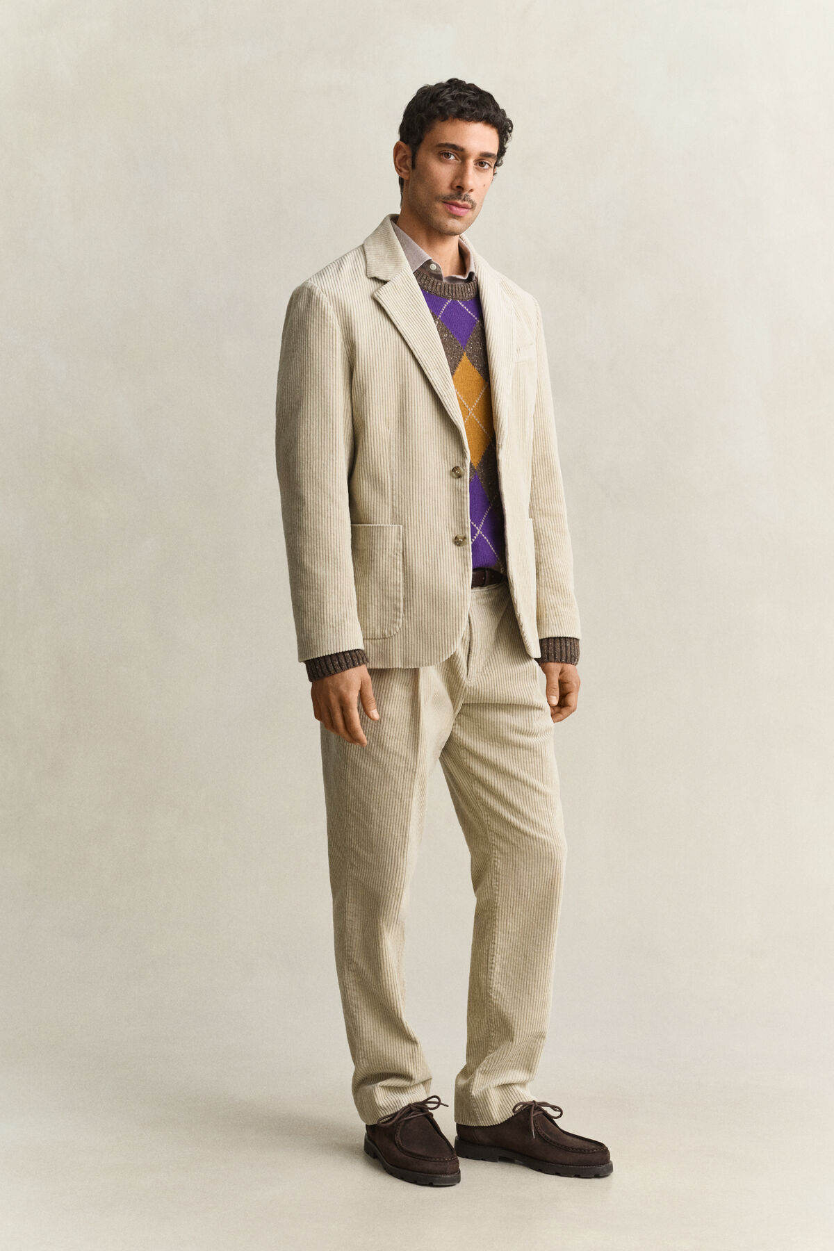 Corduroy Suit Jacket — CLAY BEIGE