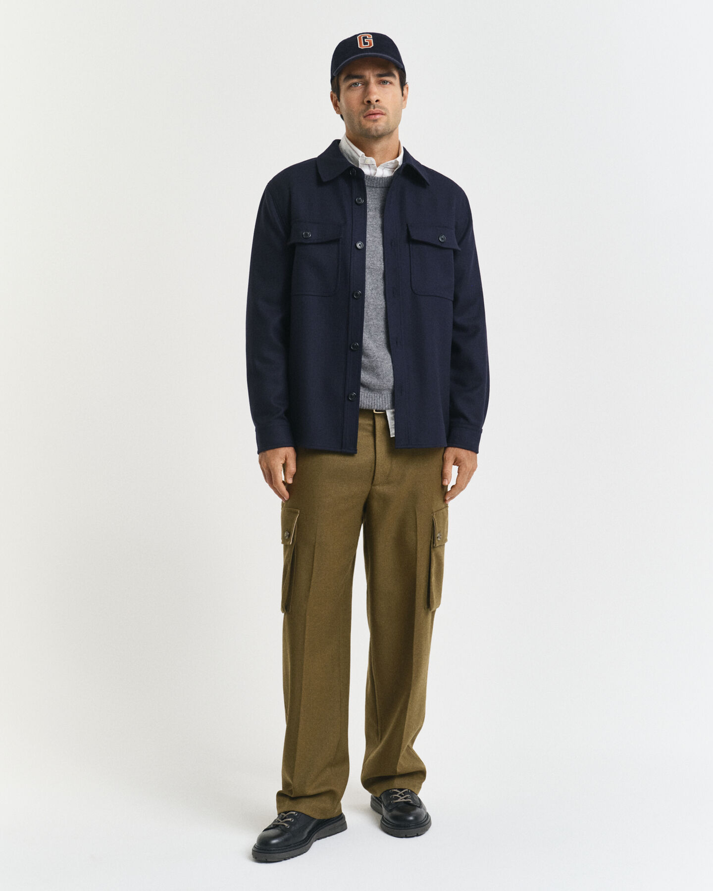 Relaxed Fit Wool Blend Cargo Pants