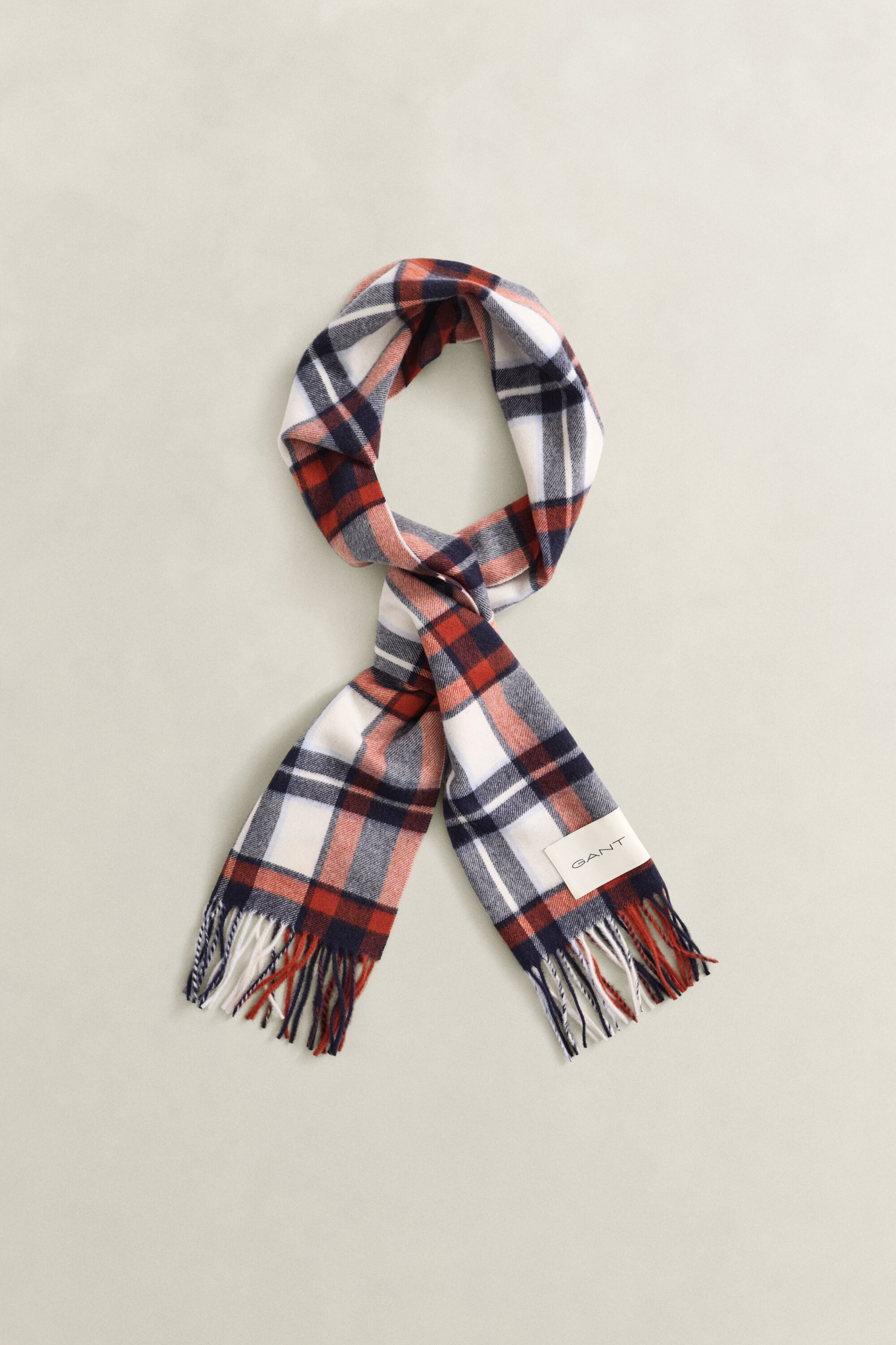 Checked Wool Scarf — CREAM