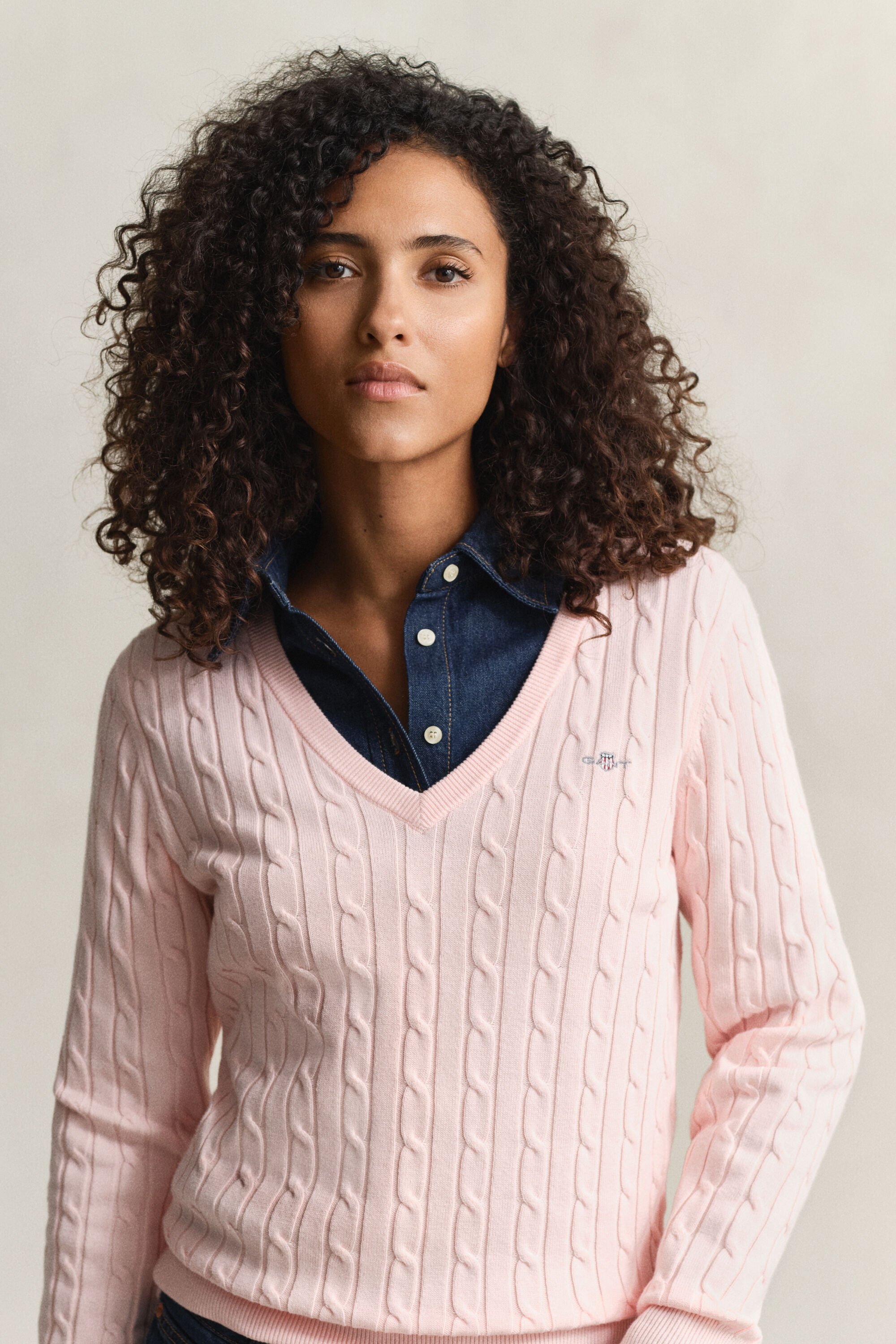 Cable Knit V-Neck Sweater