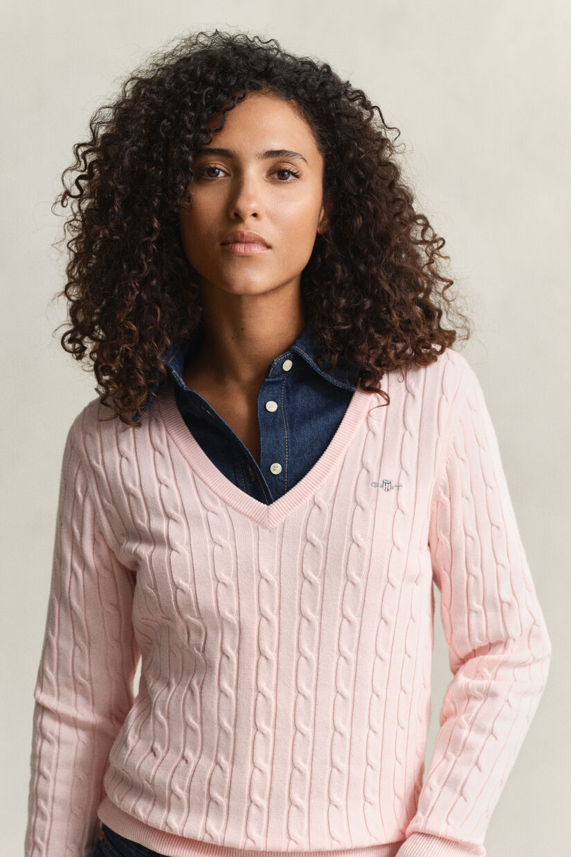 Cable Knit V-Neck Sweater