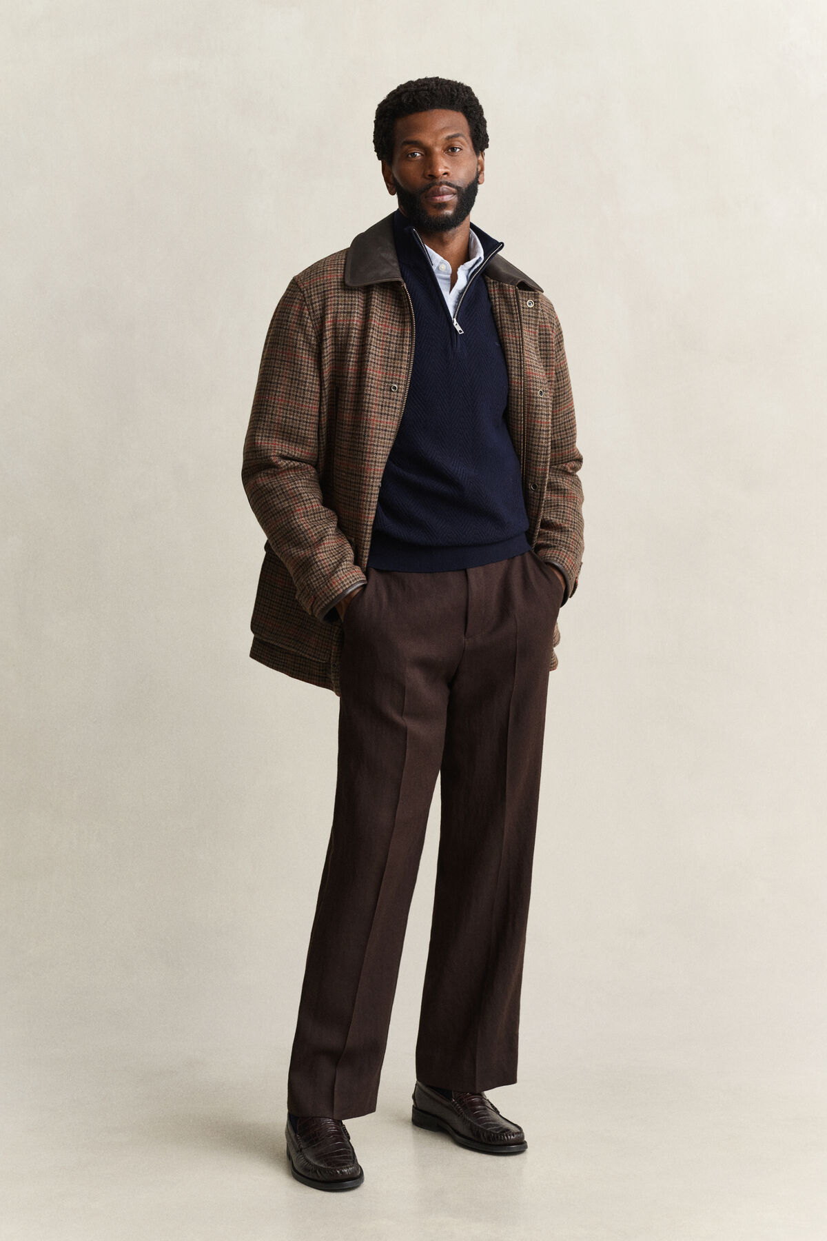 Herringbone Half-Zip Sweater — EVENING BLUE