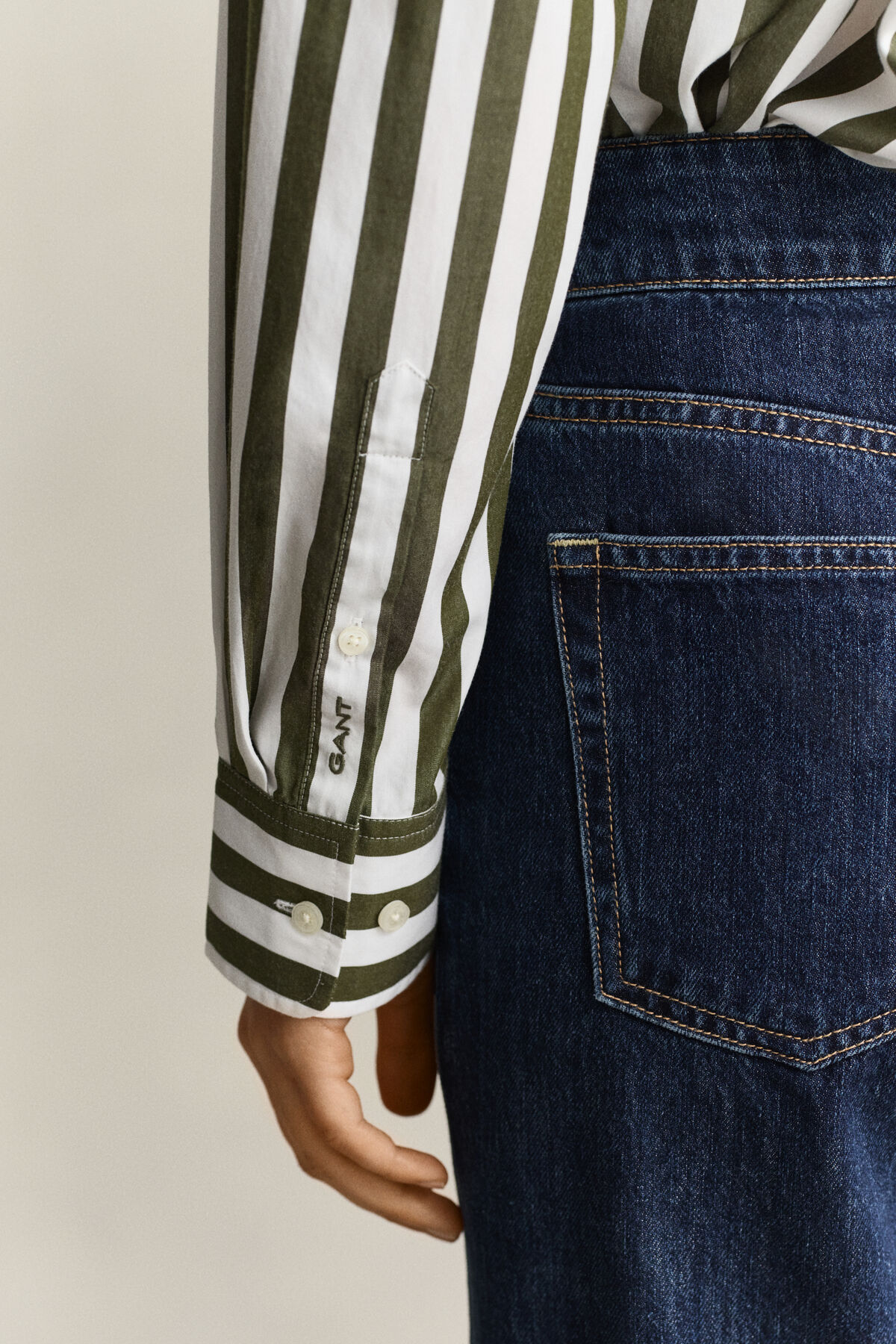 Relaxed Striped Poplin Shirt — COUNTRY GREEN
