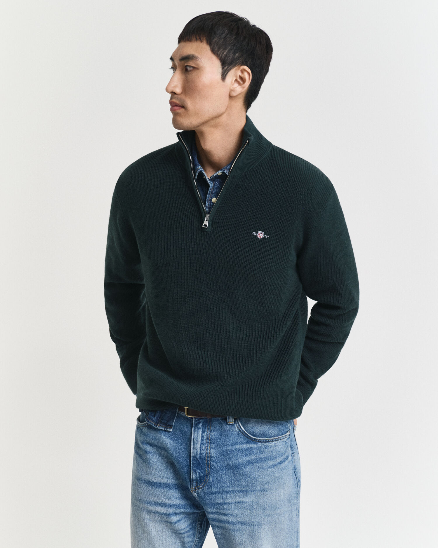 Micro Textured Half-Zip Sweater - GANT
