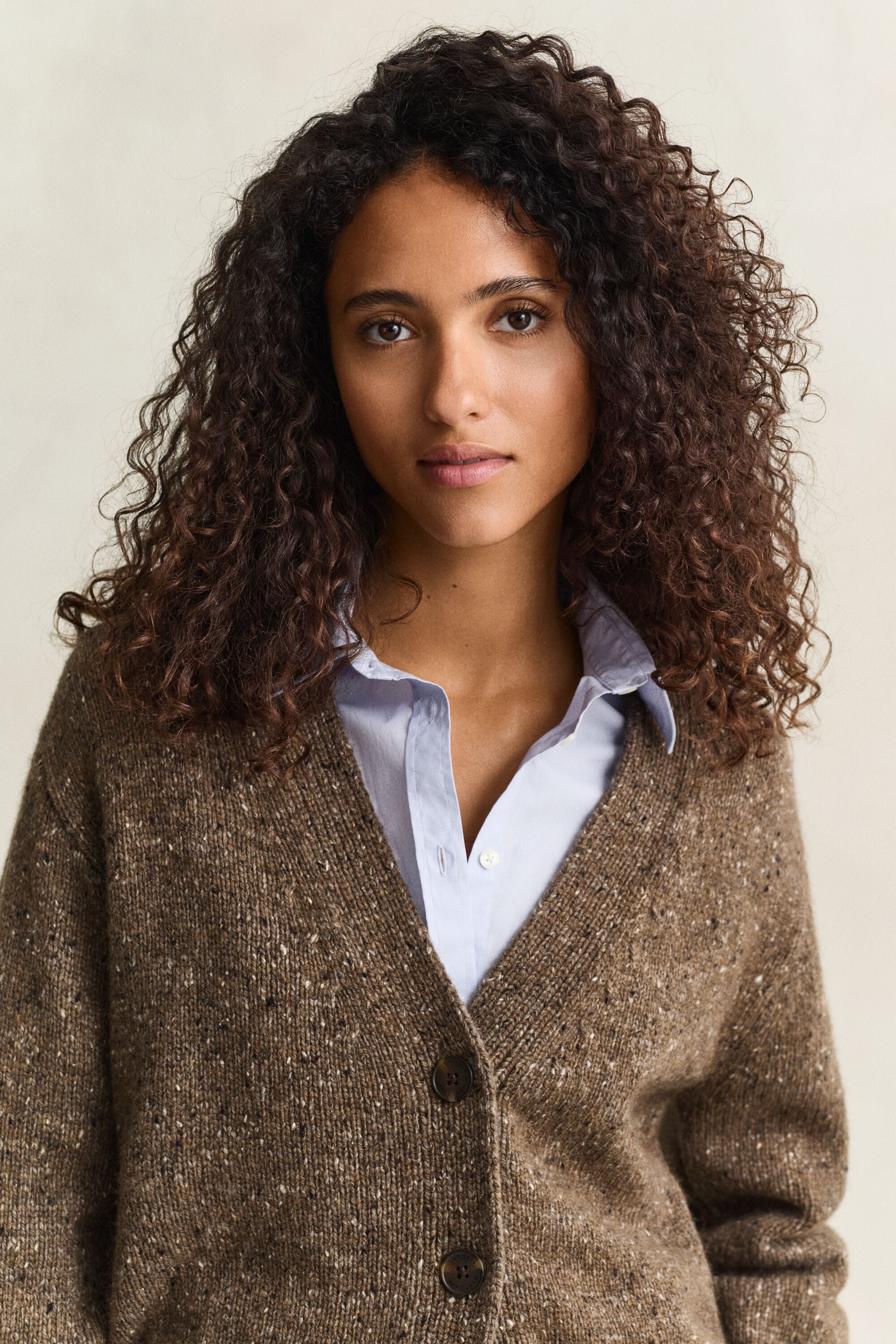 Wool Blend Nepps Cardigan