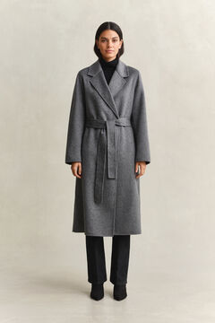 Handstitched Belted Coat — CHARCOAL MELANGE 7