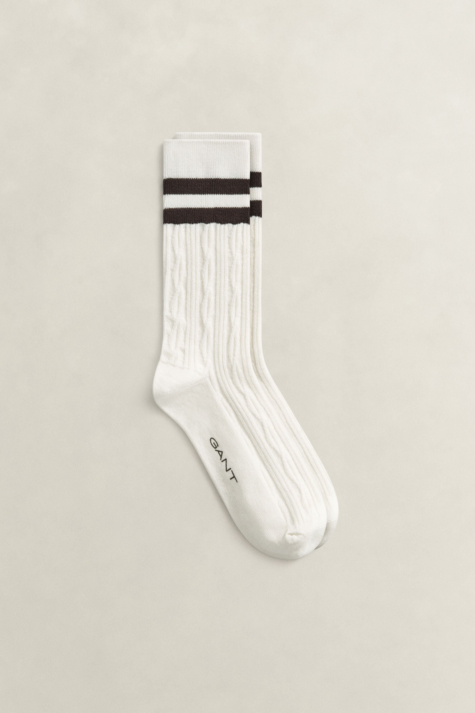 Cable Knit Sport Socks — EGGSHELL