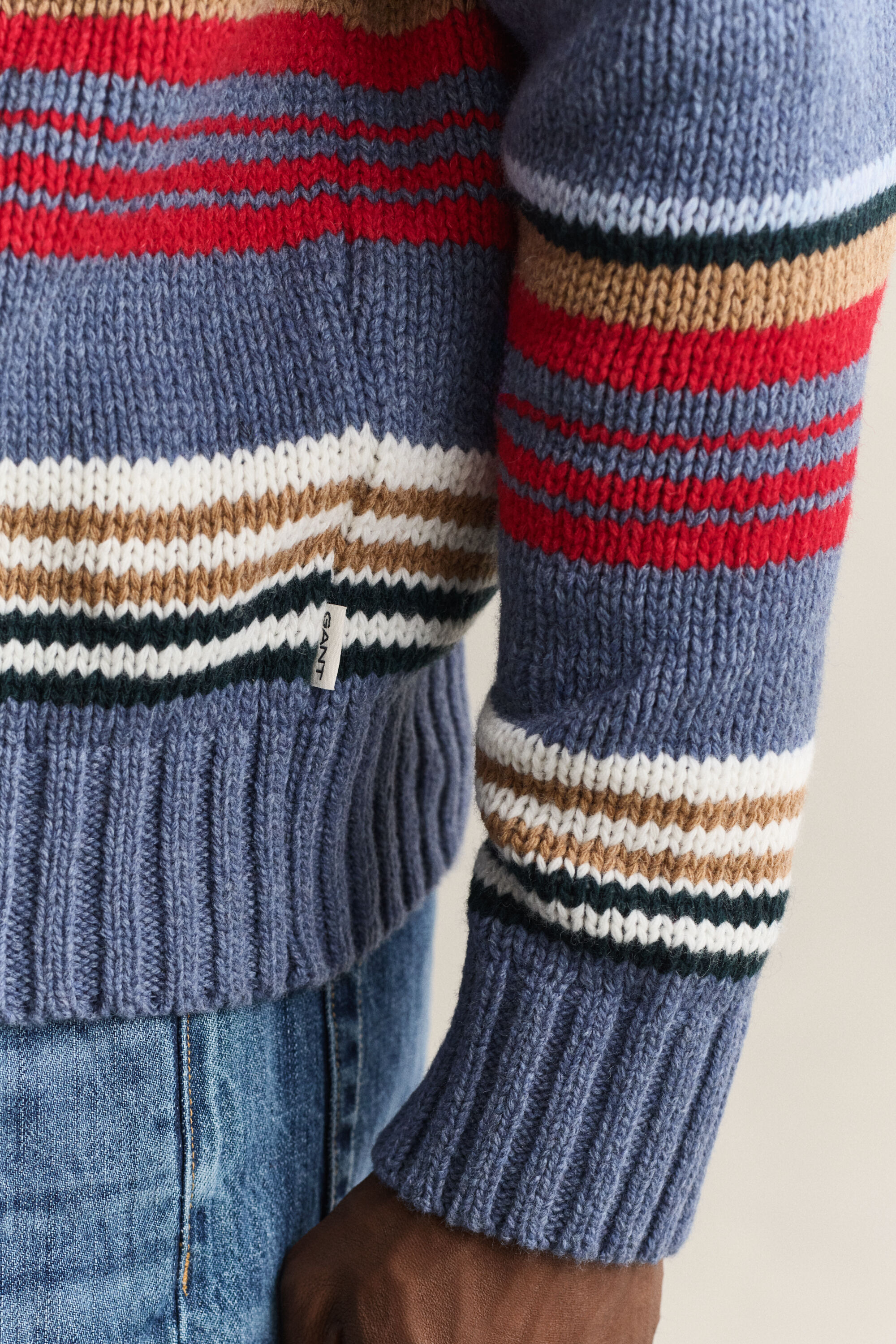 Multistriped Crew Neck Sweater