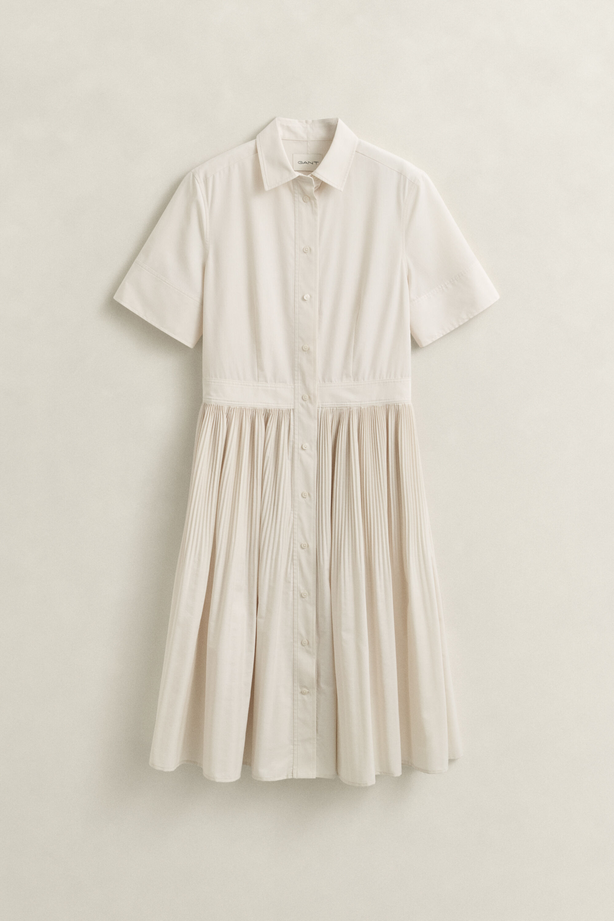 Pleated Cotton Shirt Dress
