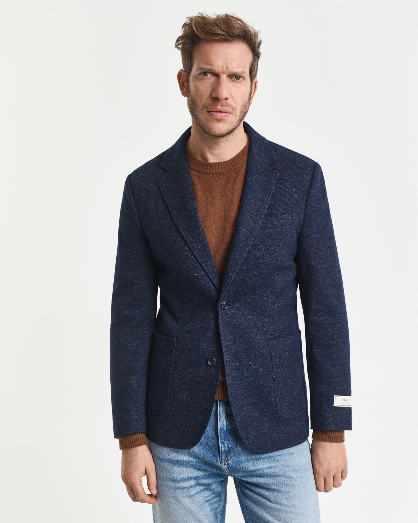 Two-Tone Wool Cotton Jersey Blazer