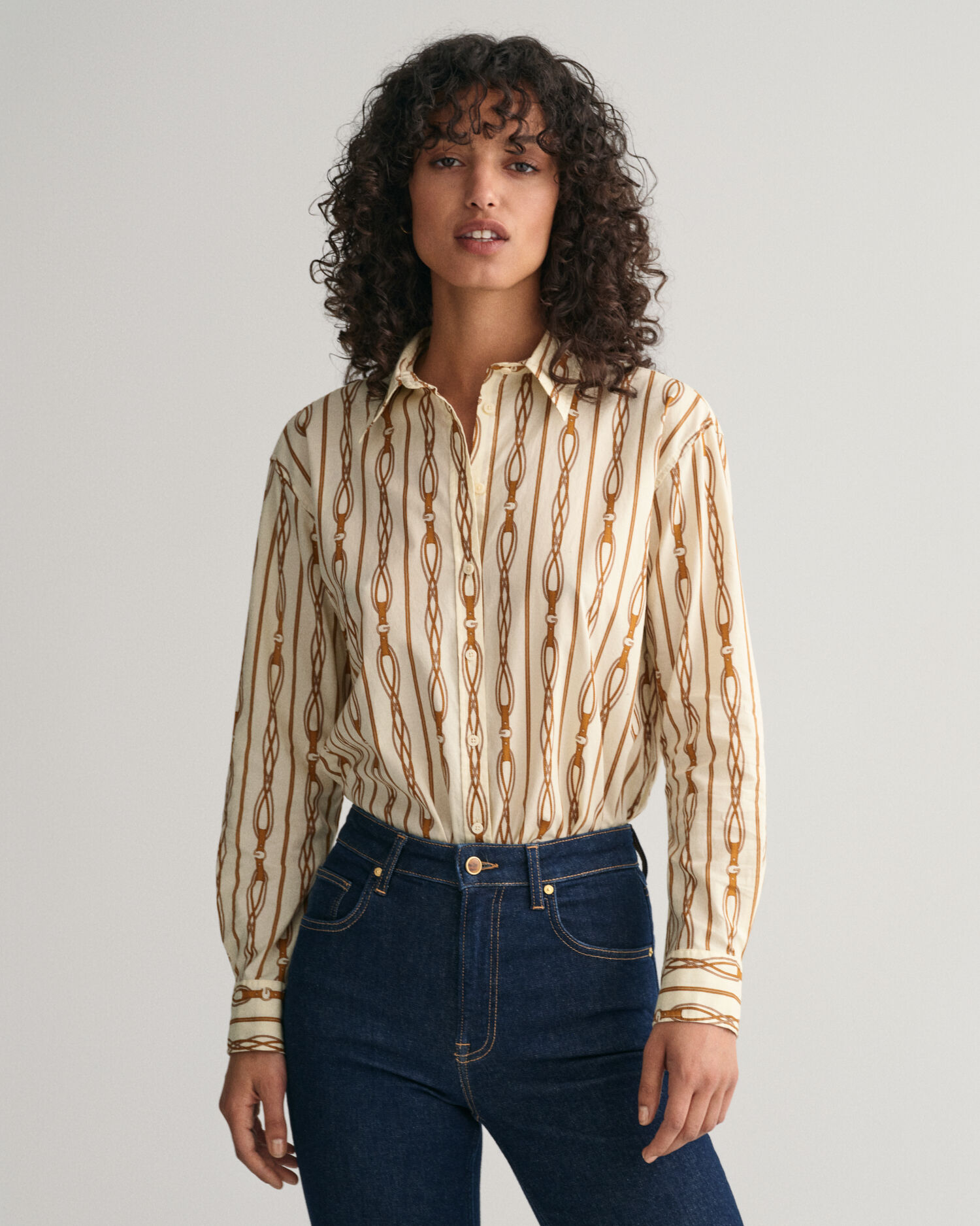 Relaxed Fit Rope Striped Cotton Voile Shirt