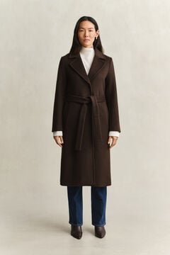 Belted Wool Blend Coat — DEEP BROWN 6