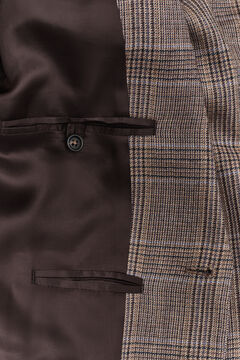 Checked Wool Suit Jacket — LIGHT TAUPE 3