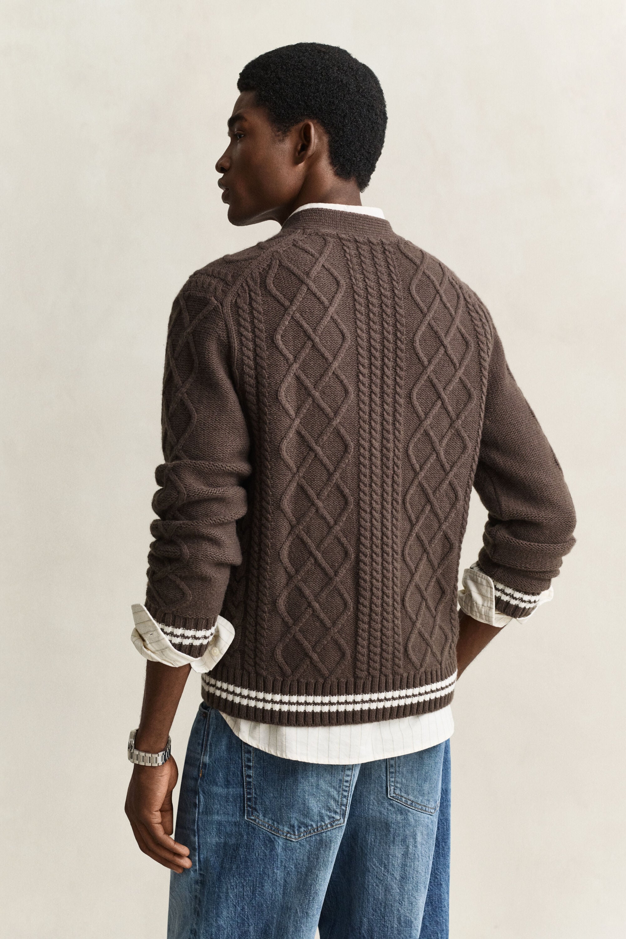 Wool Blend Cable Knit Cardigan