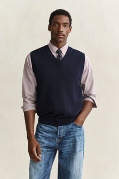 Cotton Wool V-Neck Vest — EVENING BLUE 4