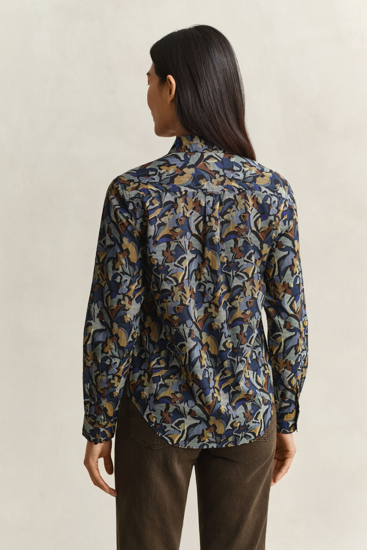 Printed Cotton Voile Shirt — EVENING BLUE