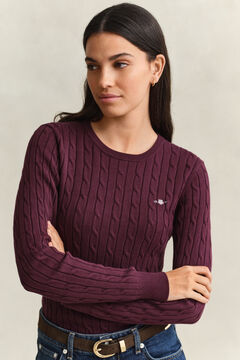 Classic Cable Knit Sweater — DARKENED WINE 3