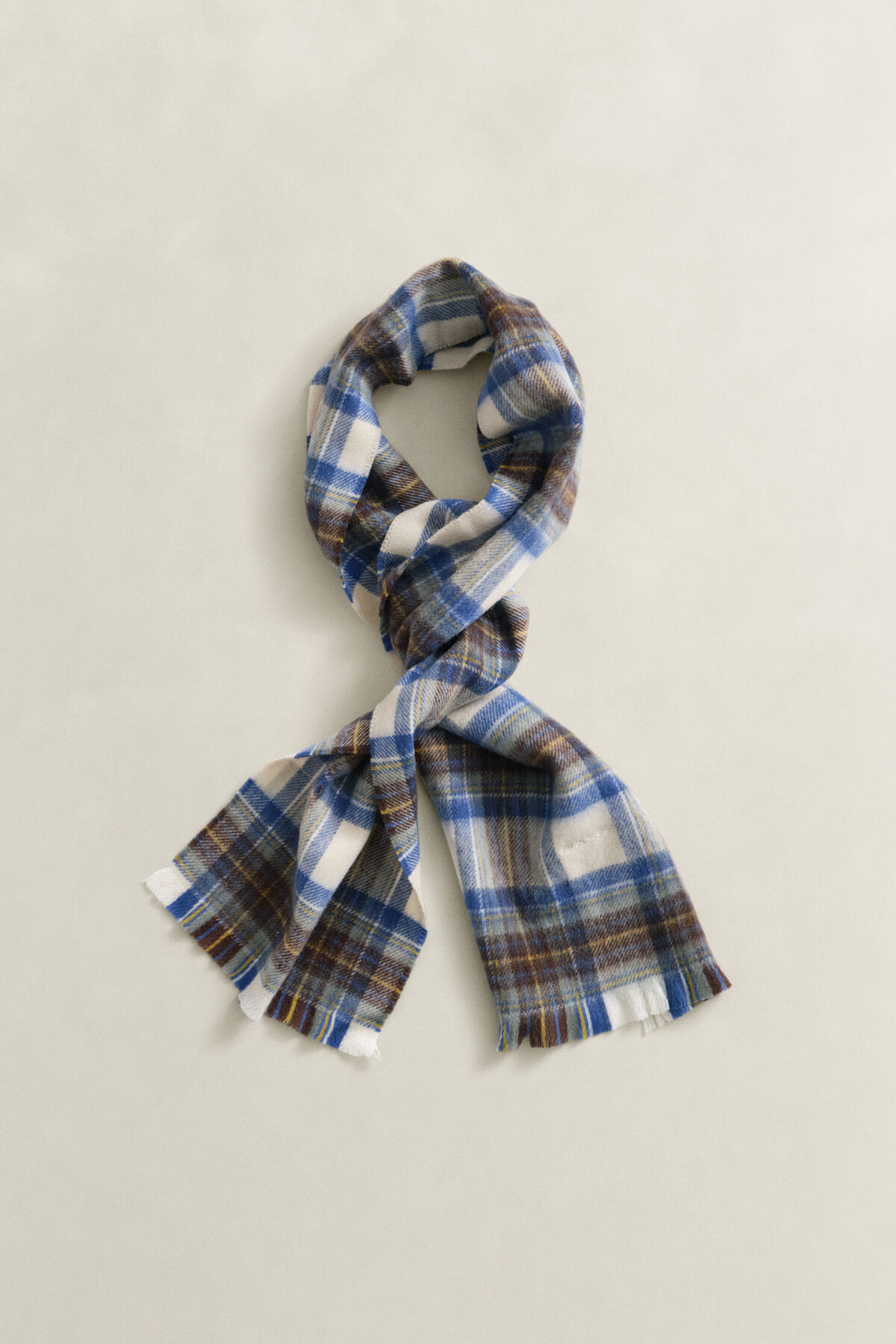Checked Wool Scarf — CREAM