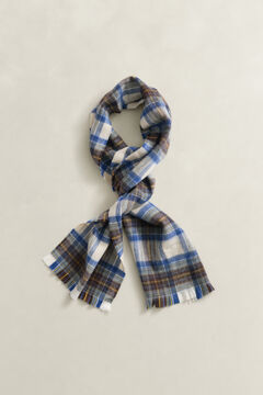 Checked Wool Scarf — CREAM 1