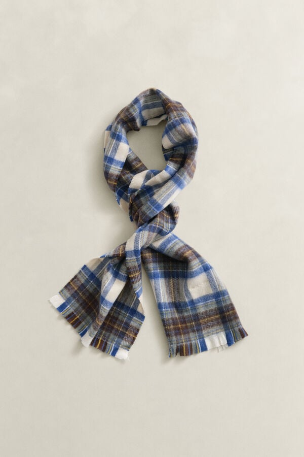 Checked Wool Scarf — CREAM