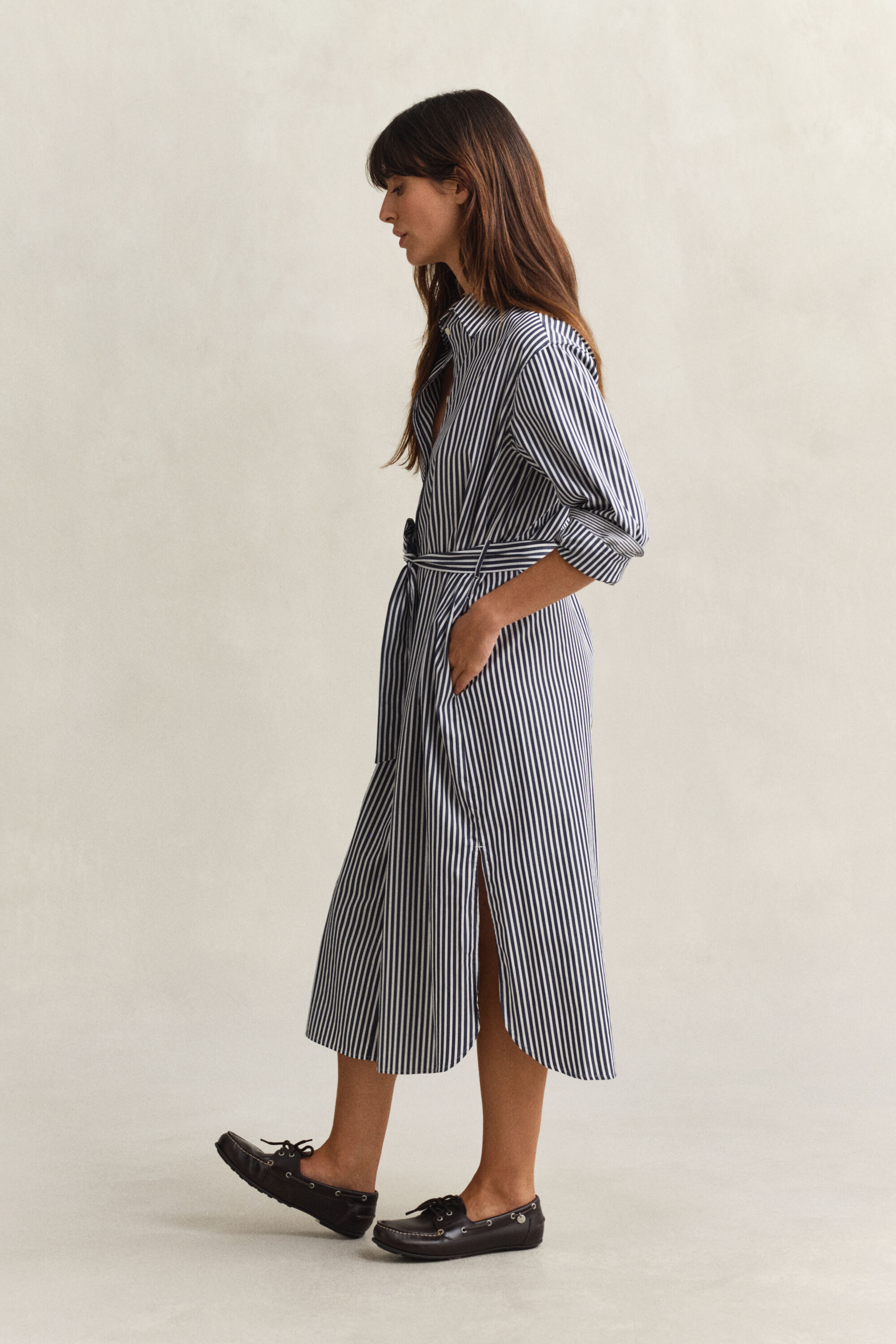 Striped Poplin Shirt Dress