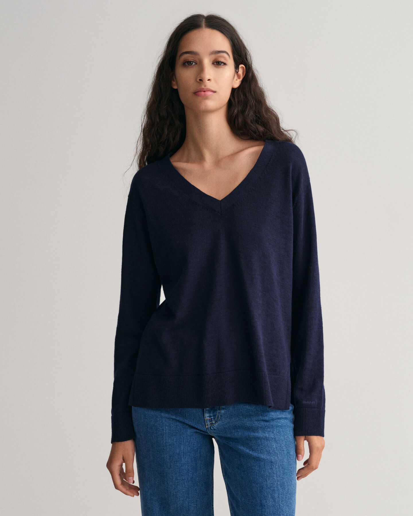 Linen Blend V-Neck Sweater