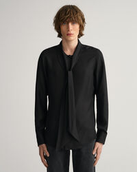 Slim Fit Solid Bow Tie Shirt