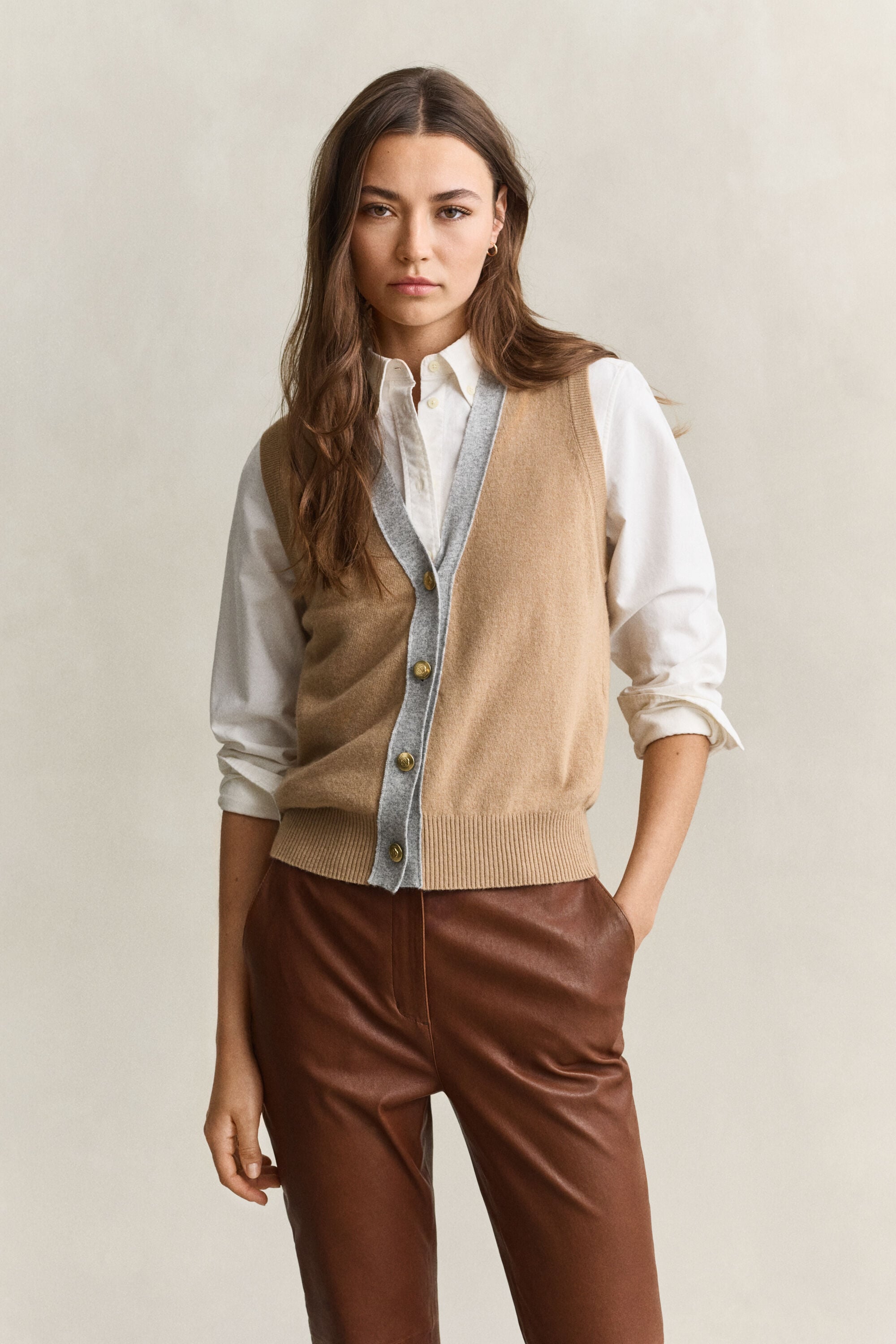 Contrast Knit Vest