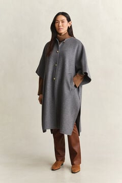 Handstitched Cape Coat — CHARCOAL MELANGE 4