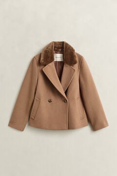 Faux Fur Collar Jacket — WARM KHAKI 1