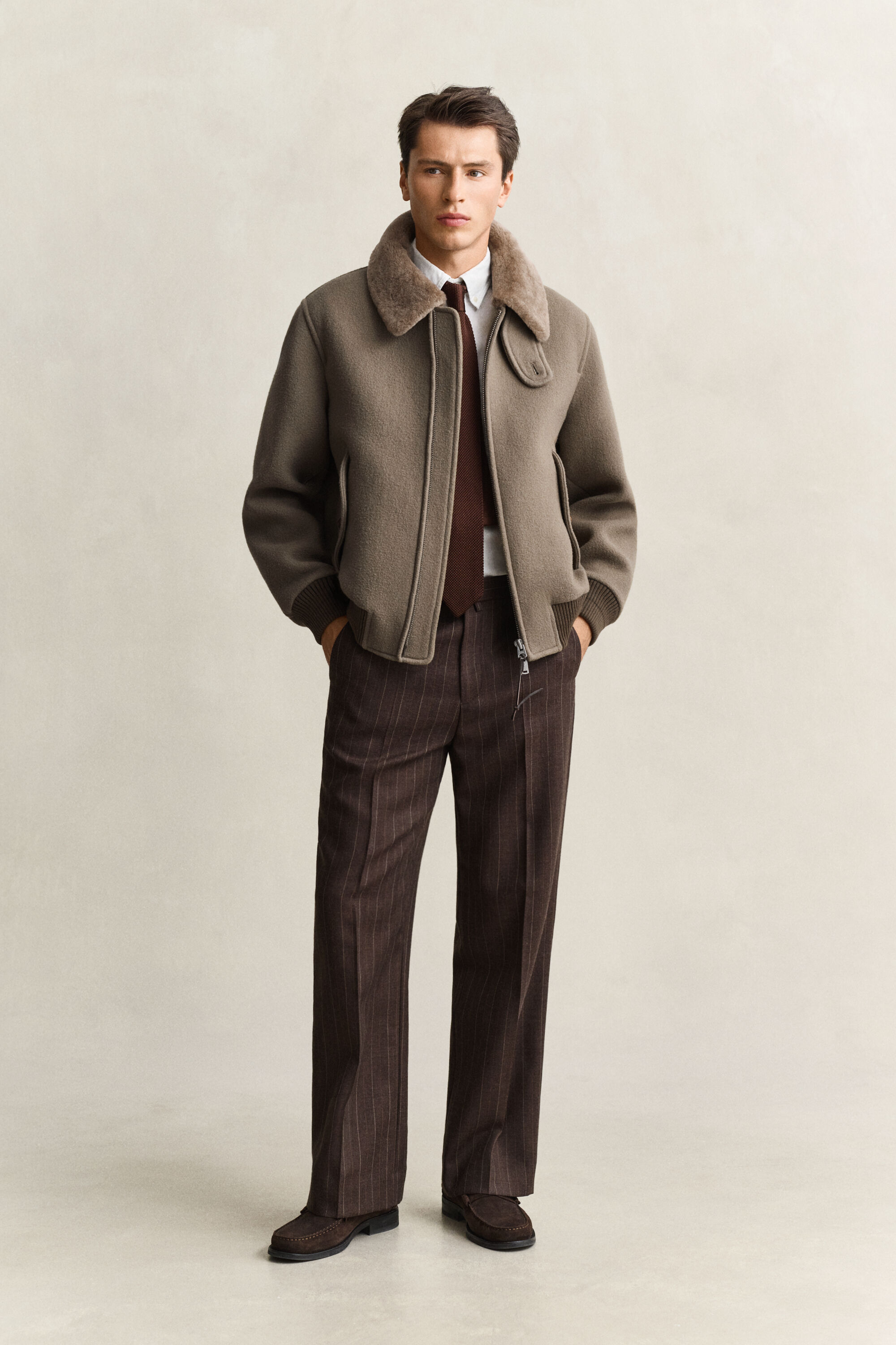Wool Shearling Aviator Jacket
