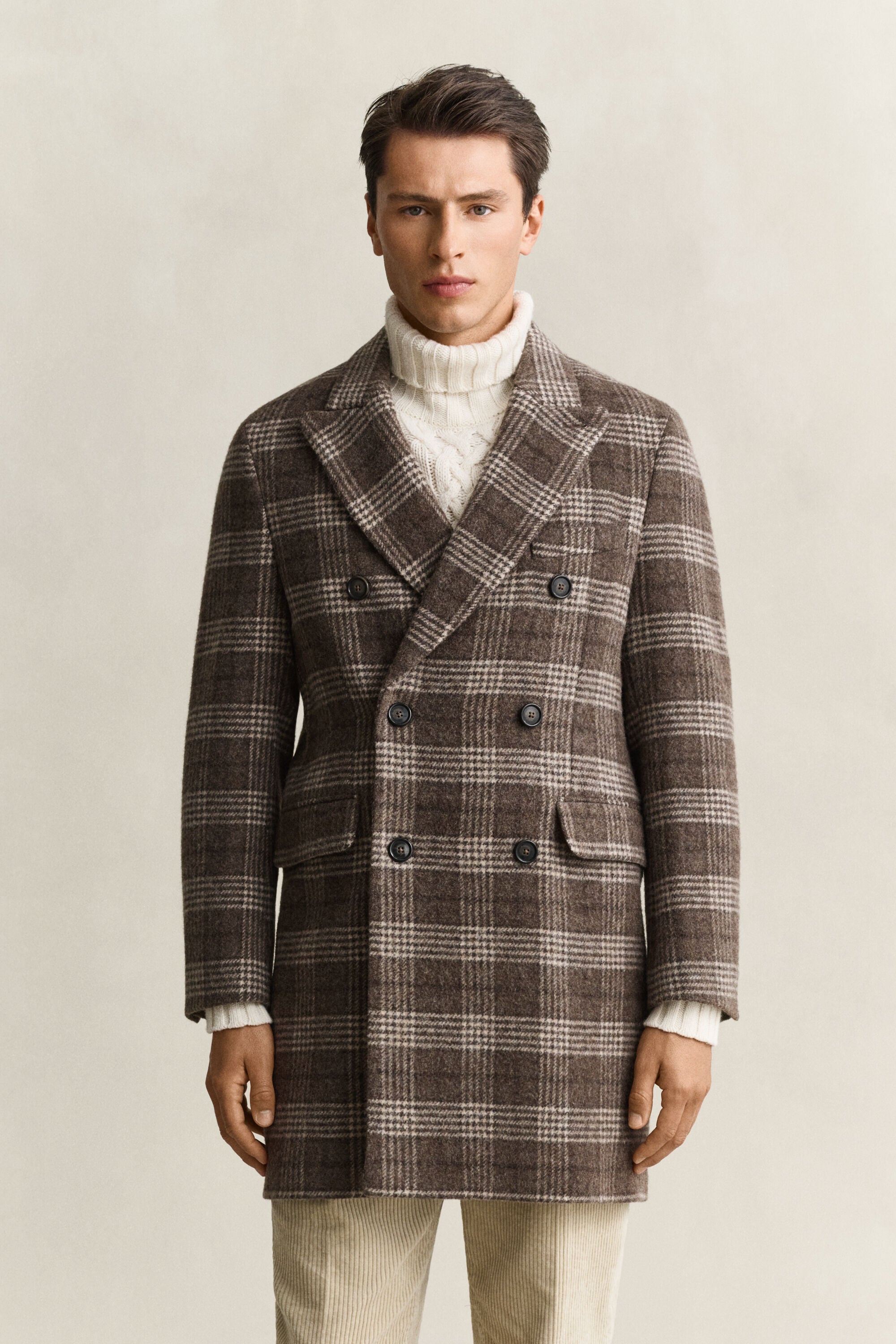 Double Breasted Wool Coat — SHADOW BROWN
